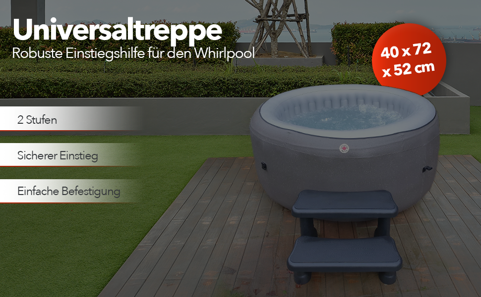 Classic Universal Black Spa Steps 72cm (Fits both round and square spas)