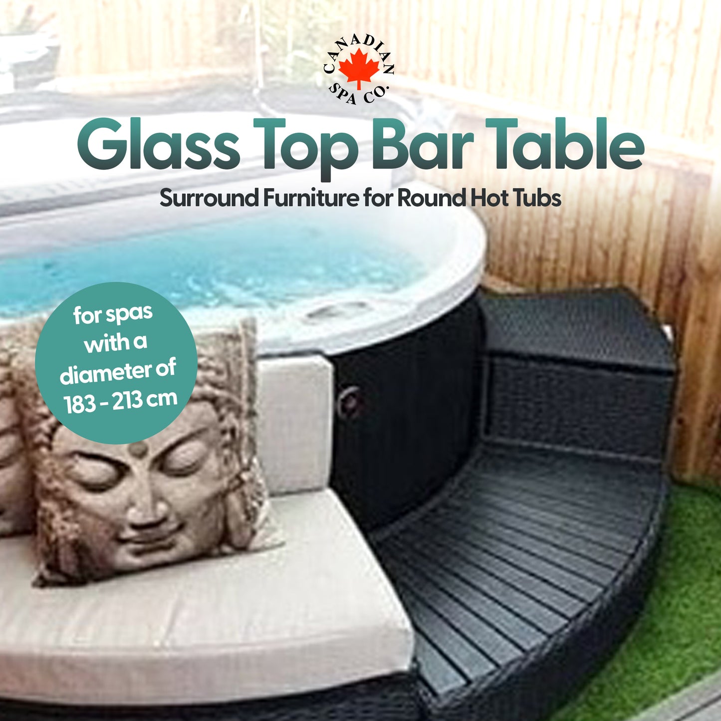Glass Top Bar - Round Spa Surround Furniture