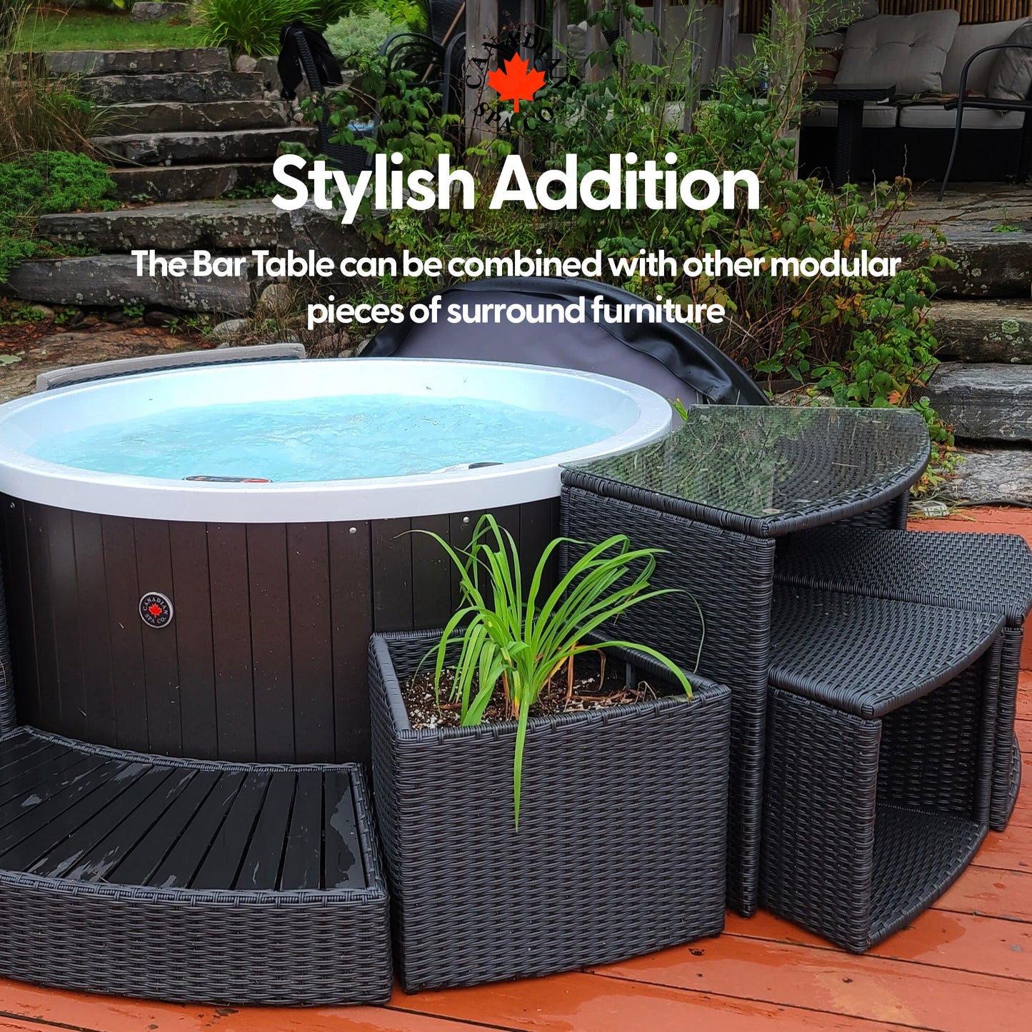 Glass Top Bar - Round Spa Surround Furniture