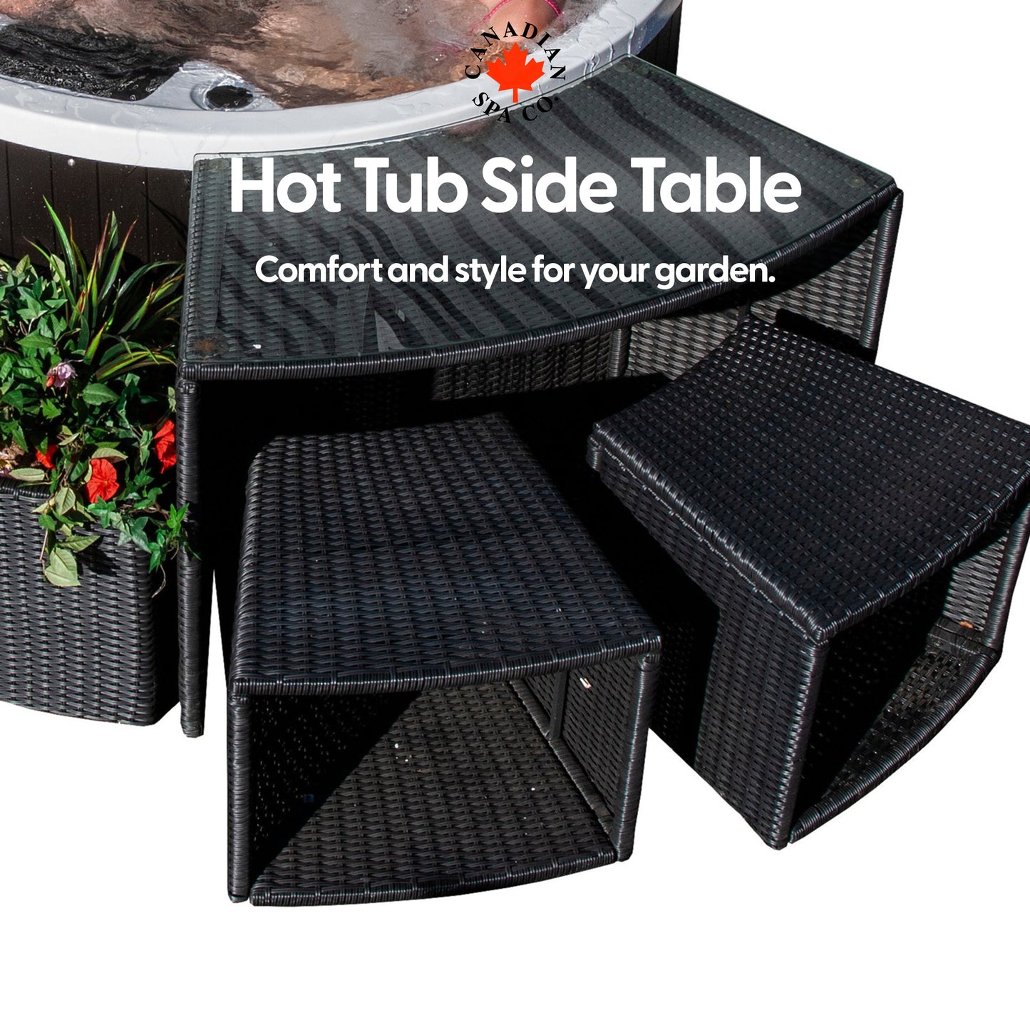 Glass Top Bar - Round Spa Surround Furniture