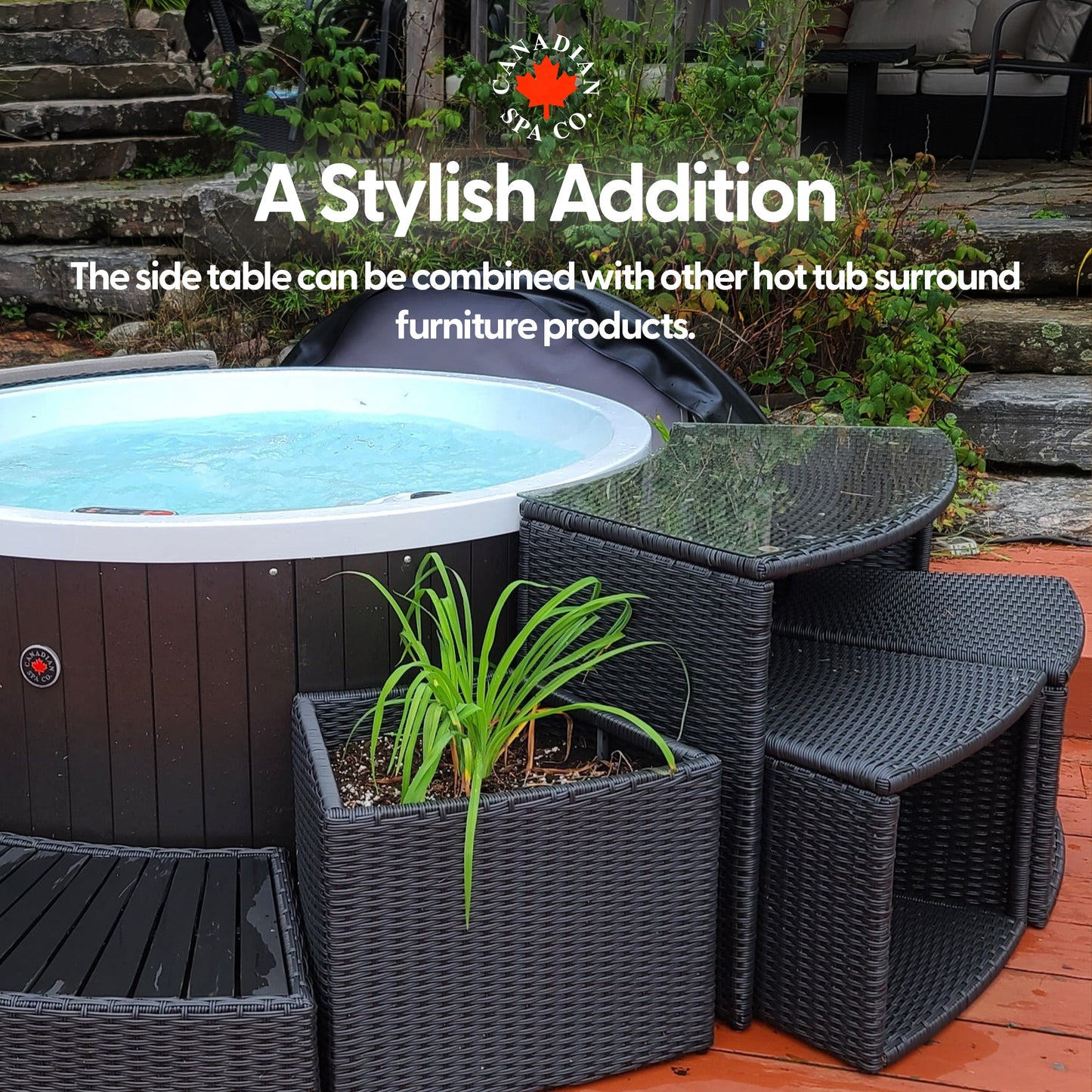 Glass Top Bar - Round Spa Surround Furniture