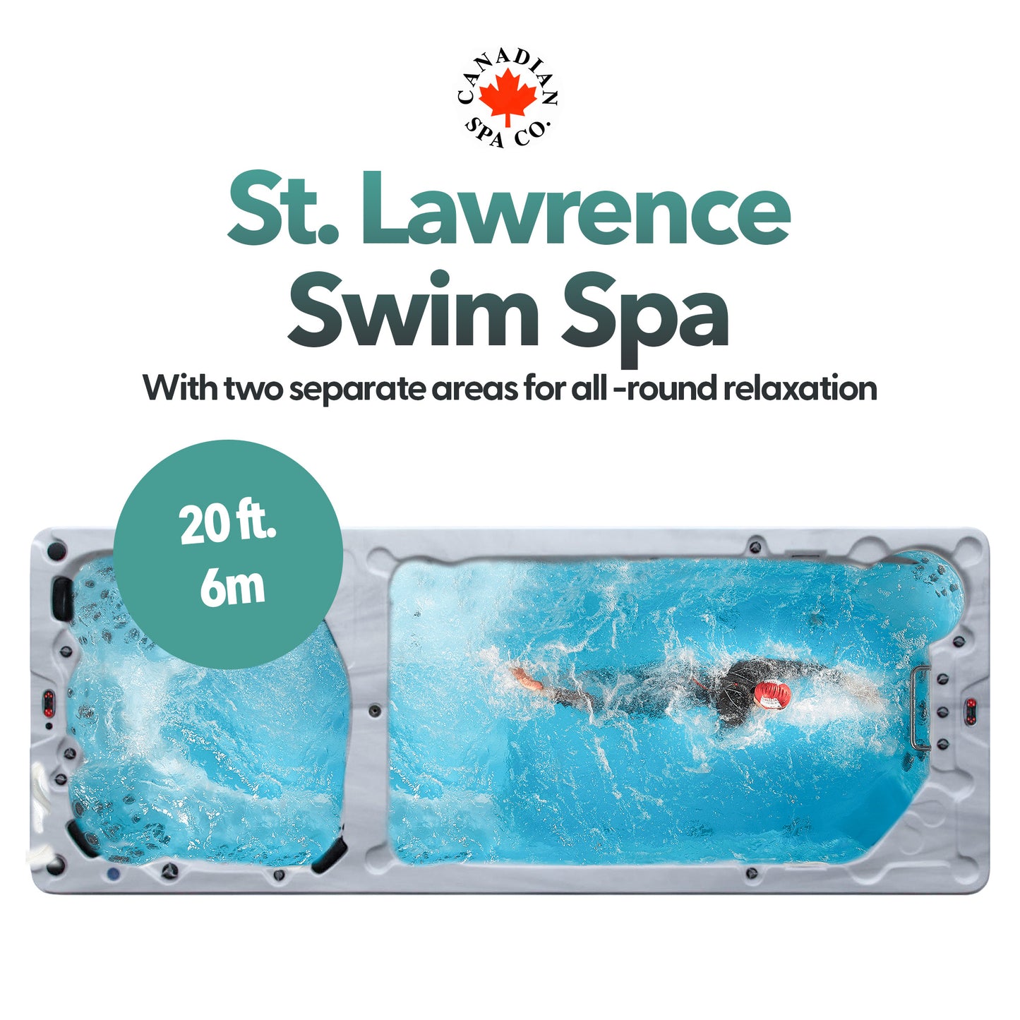 20ft Dual Temperature Swim Spa 15HP - Sport