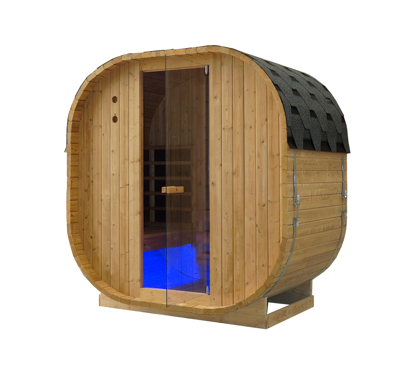 Outdoor Oval Barrel Sauna Combination Infrared/ traditional 1842 x1200 x 1945mm