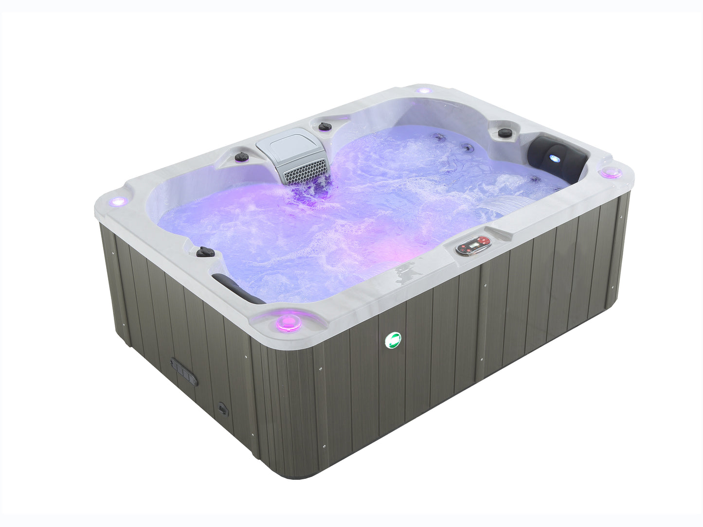 Hot tub with LED lights on a white background