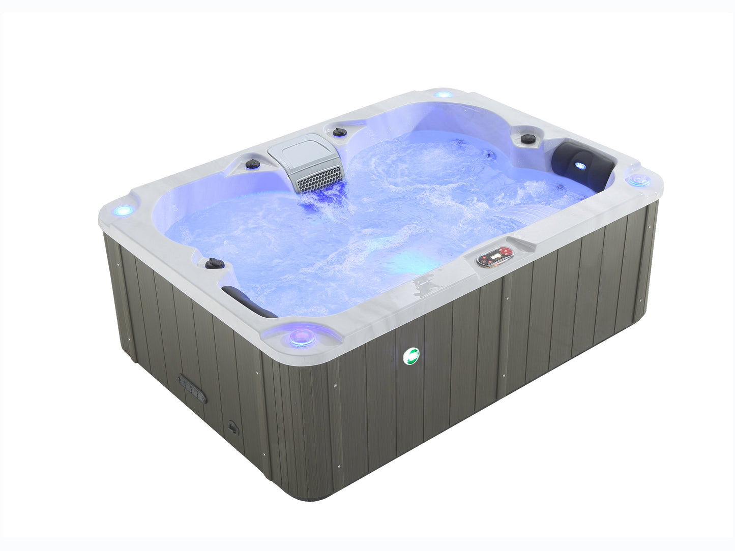 Hot tub with LED lights on a white background