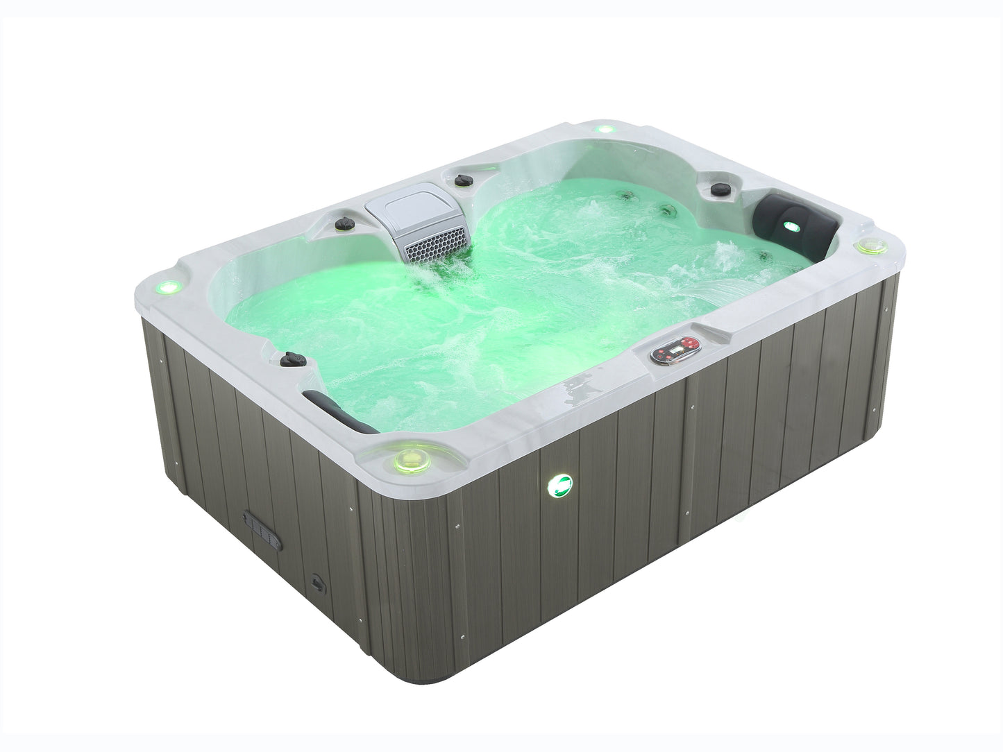 Hot tub with green water on a white background