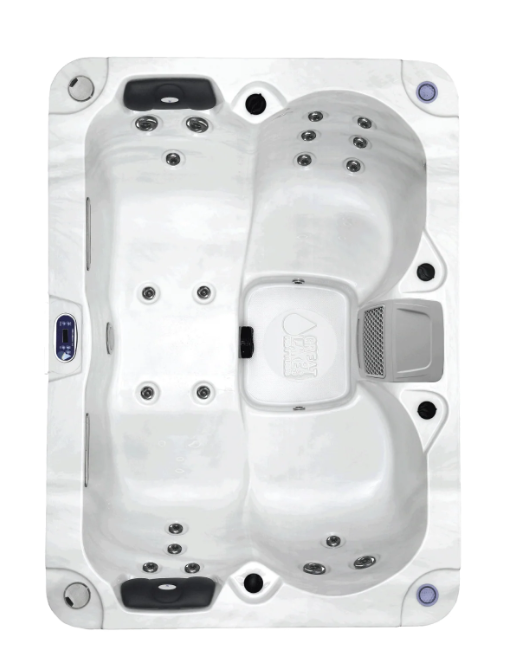Hot tub with multiple jets on a white background