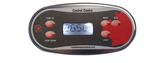 Digital multimeter with red display on a black background