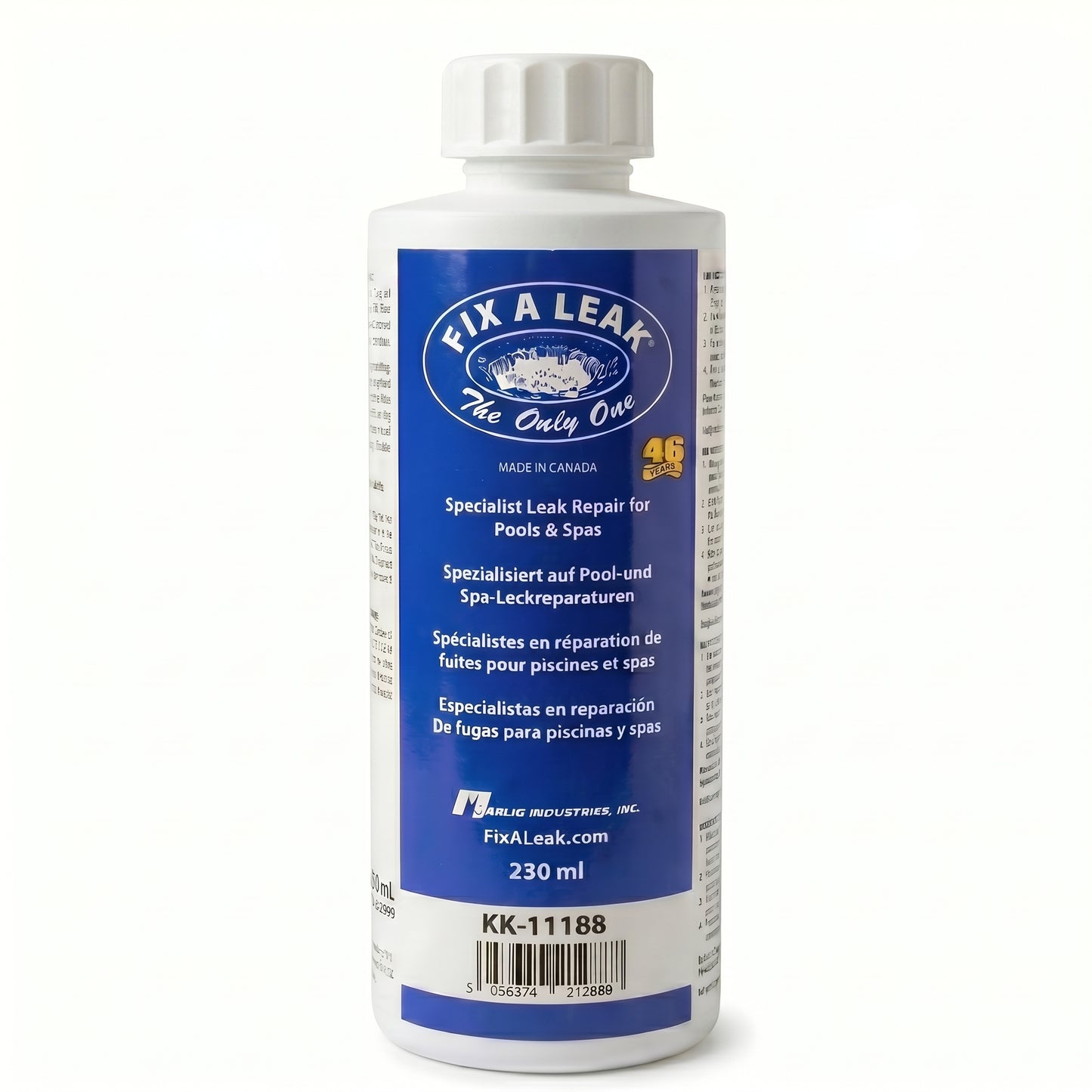 Fix A Leak bottle with blue label on a white background