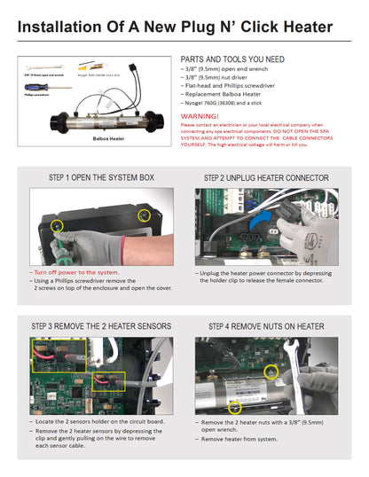 BP 600 /2100 series Balboa Heater with Molex Plug (M7)  Plug 'n' Click 2KW / 3KW / 5.5KW