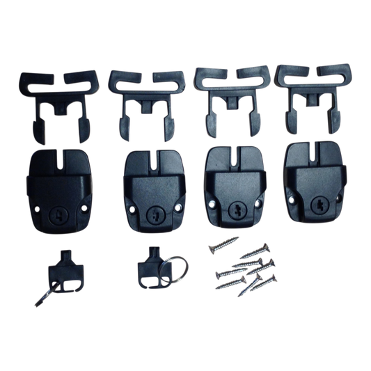 4-Piece Spa Hot Tub Cover Latch and Lock Kit, Including Key and Screws, Strap Buckle Sliding Locks, Ideal for Spa Hot Tub Cover Repair Kit